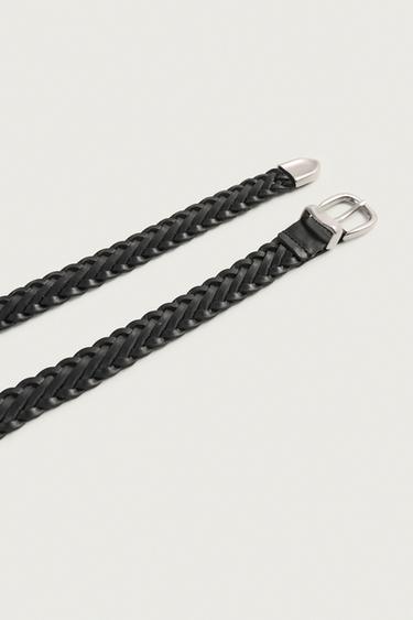CEINTURE EN CUIR TRESSÉ AVEC BOUT RAPPORTÉ - Noir de Zara - Image 3