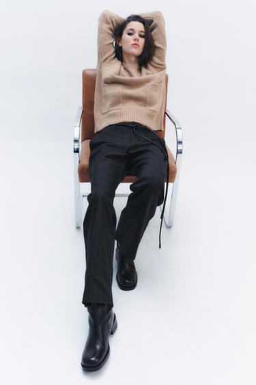 KNIT SWEATER WITH POCKETS - camel by Zara - Image 0