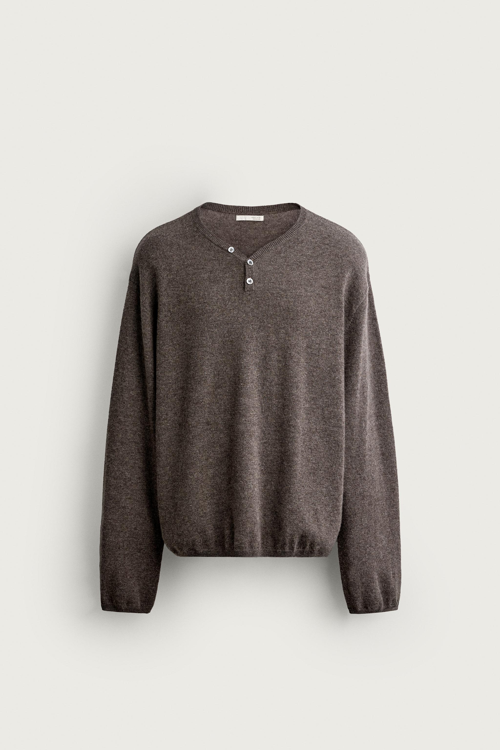 WOOL-CASHMERE MOCK-NECK POLO SWEATER