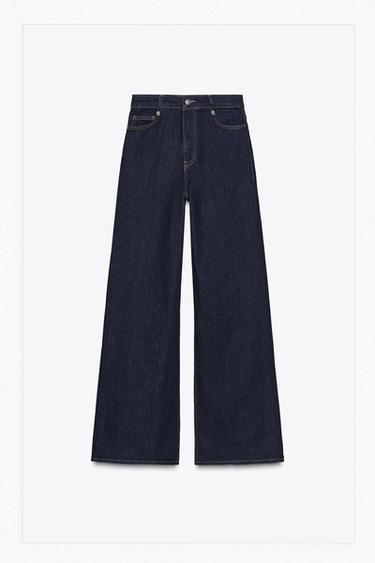 Zara ZW COLLECTION HIGH-WAIST WIDE LEG JEANS - Blue