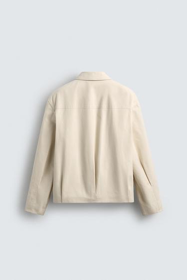 Zara RELAXED FIT PLEATED JACKET - Ecru