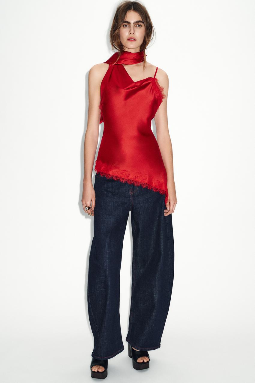 Zara COMBINED LACE CAMISOLE TOP