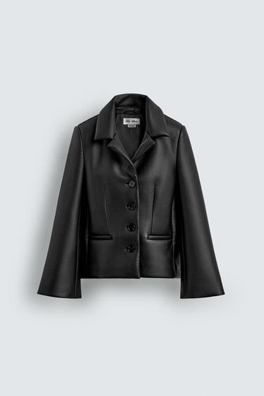 FITTED LEATHER EFFECT BLAZER HARRY LAMBERT FOR ZARA X DISNEY - Black by Zara