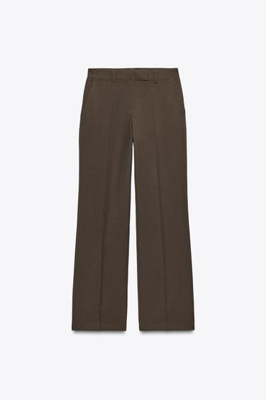Zara HIGH-WAISTED STRAIGHT LEG PANTS - brown vigore - Image 0