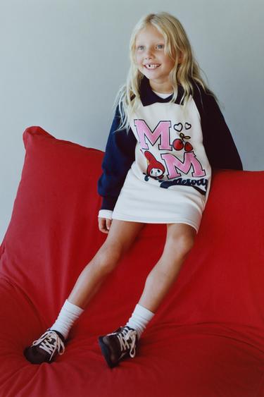 MY MELODY © SANRIO RAGLAN SLEEVE PLUSH DRESS - Ecru by Zara