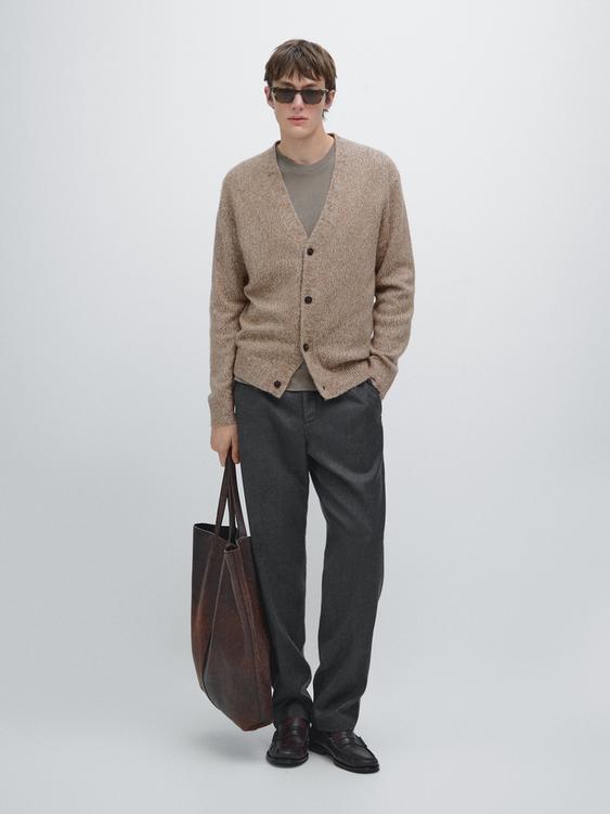 Wool blend knit cardigan