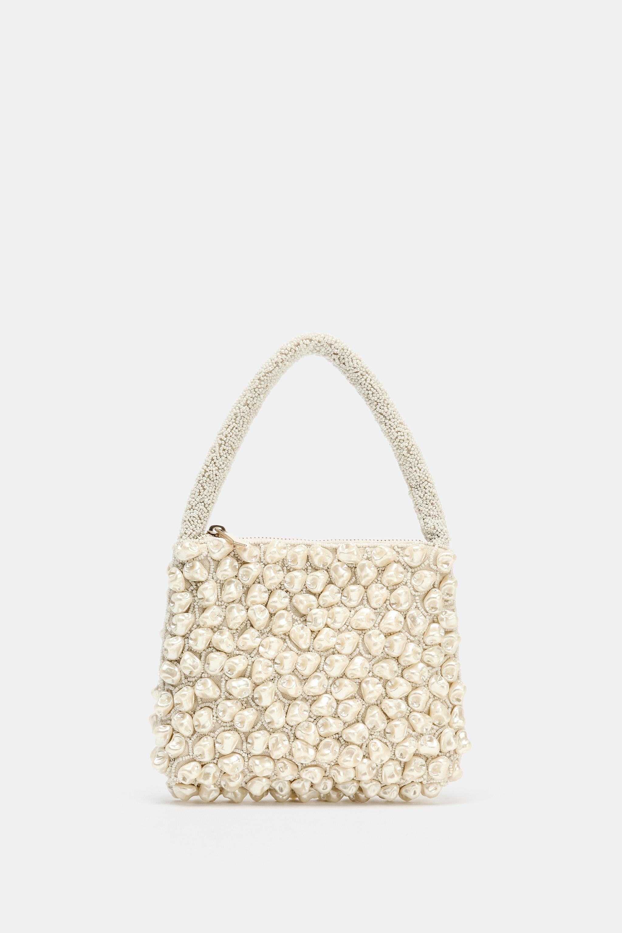 BEADED HANDBAG — Ecru