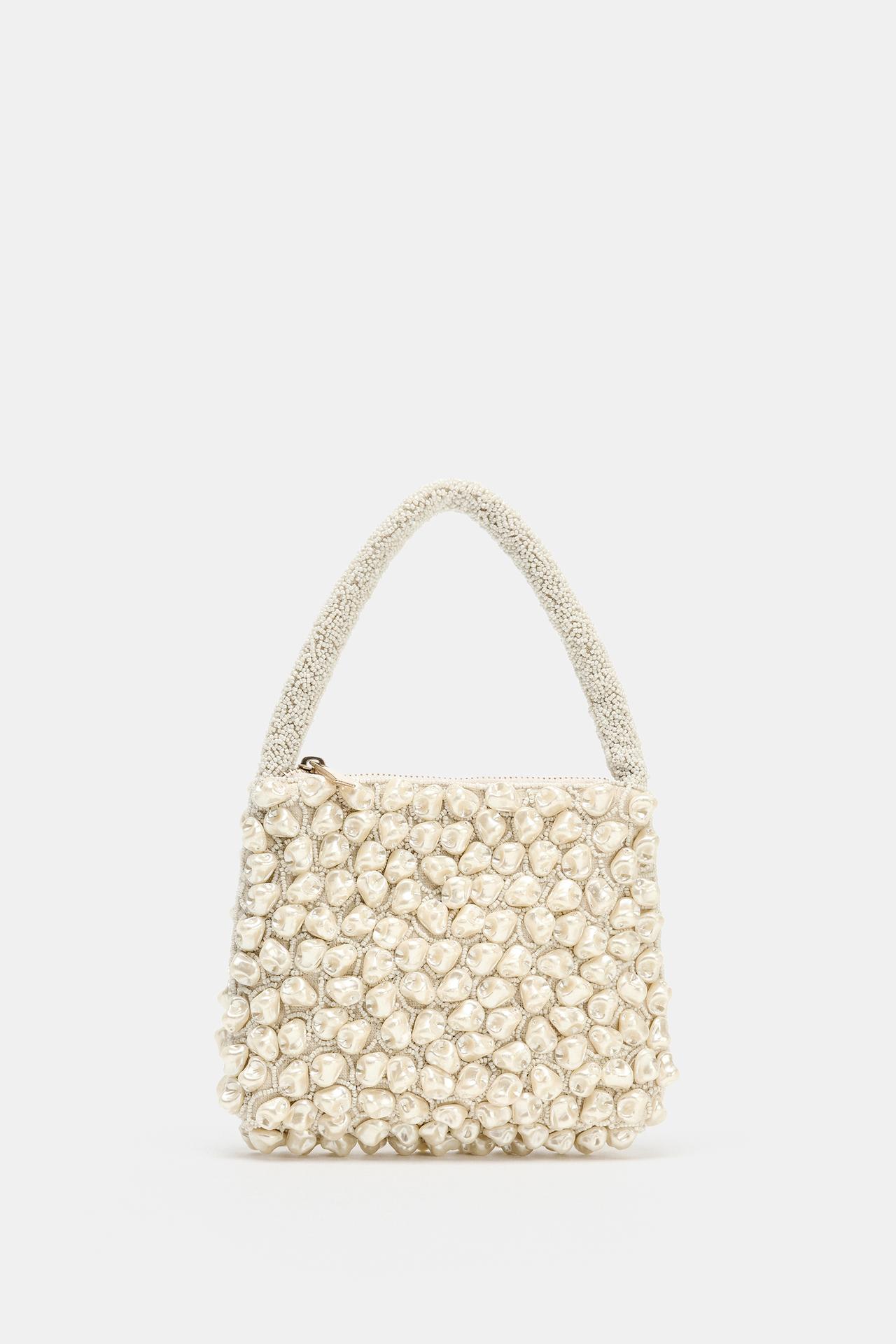 BEADED HANDBAG — Ecru