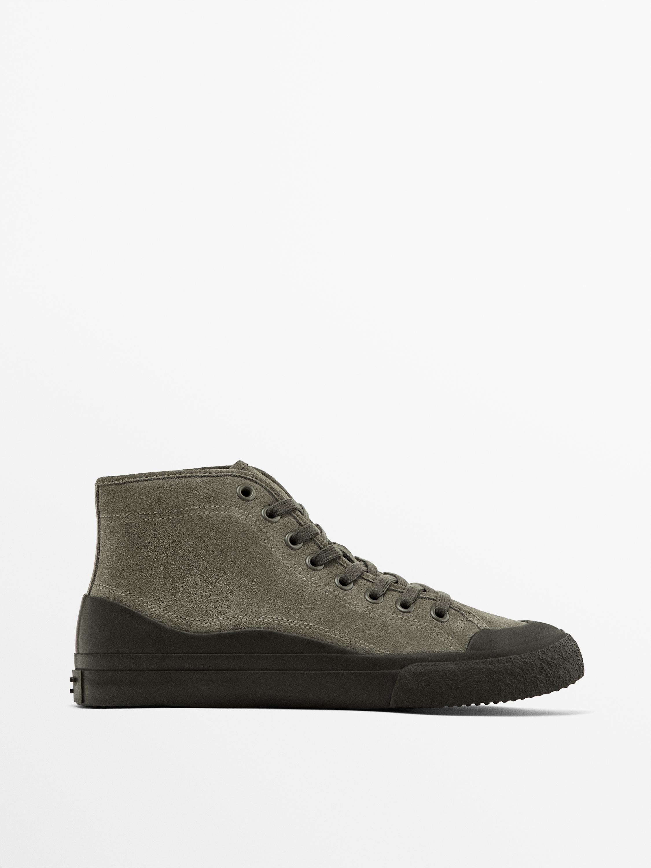 Split suede high-top trainers - Studio