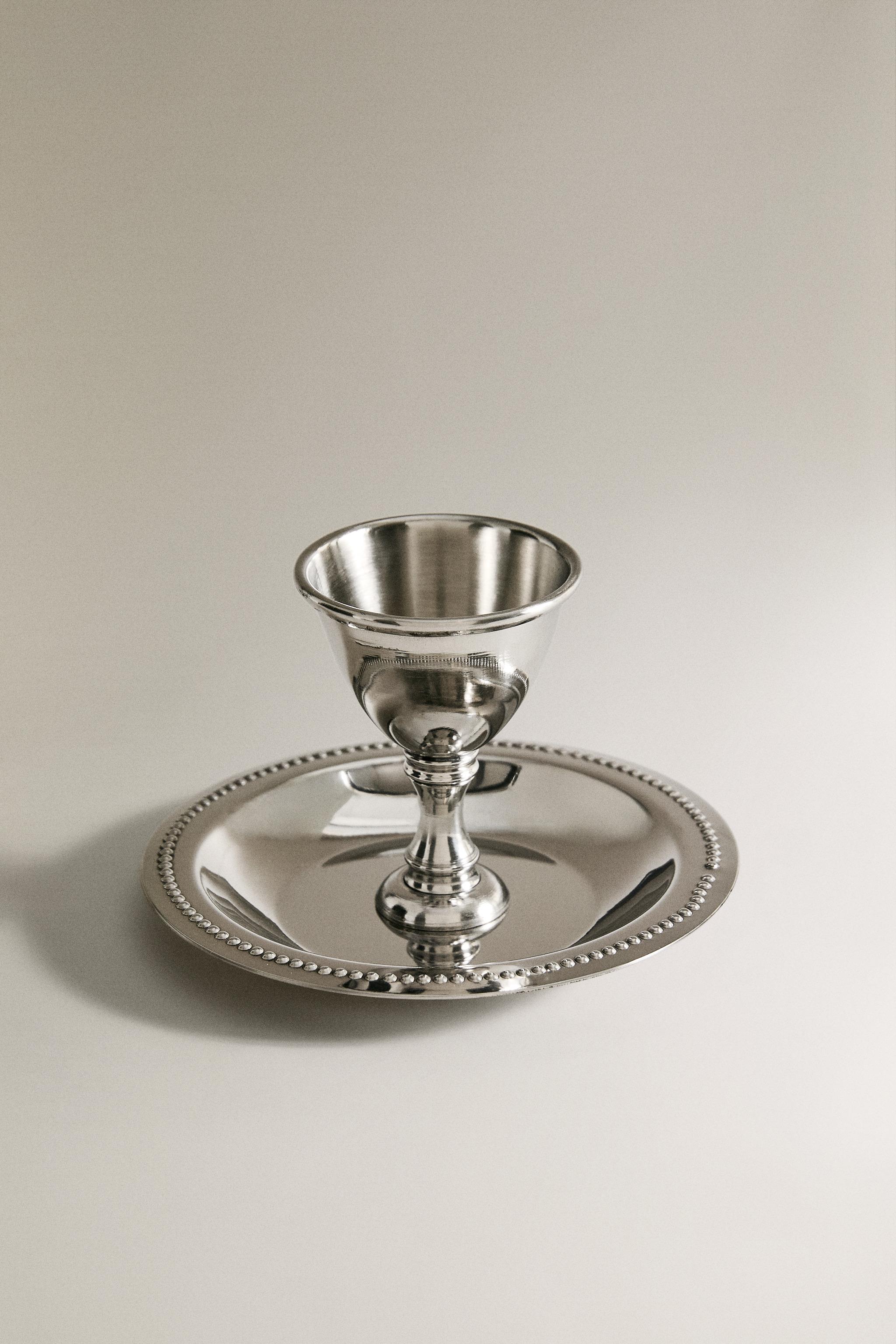 STEEL EGG CUP WITH PLATE