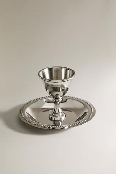 STEEL EGG CUP WITH PLATE — Steel 2