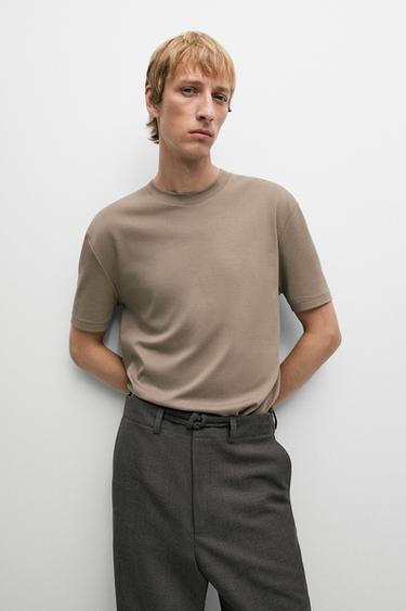 Short sleeve seam detail T-shirt — Light tan 2