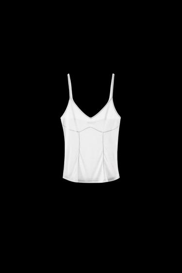 VEST TOP WITH TOPSTITCHING - White by Zara - Image 0