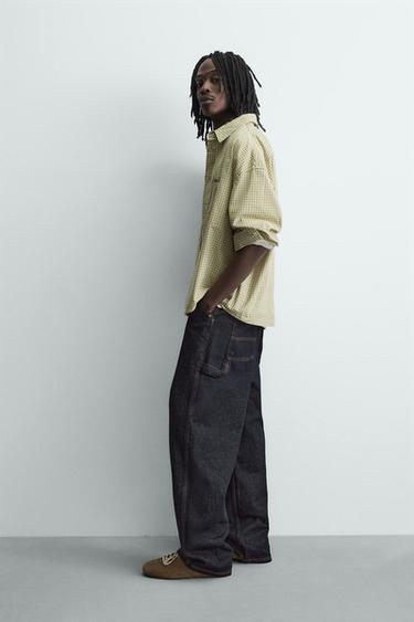 CHEMISE À CARREAUX BRODÉE - Vert clair de Zara - Image 3