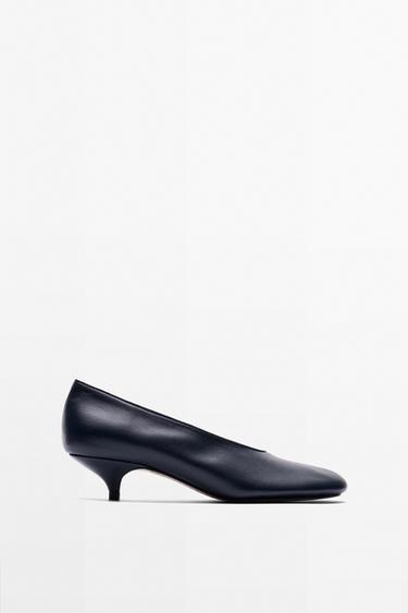 Zara Soft leather heel shoes - Blue - Image 0