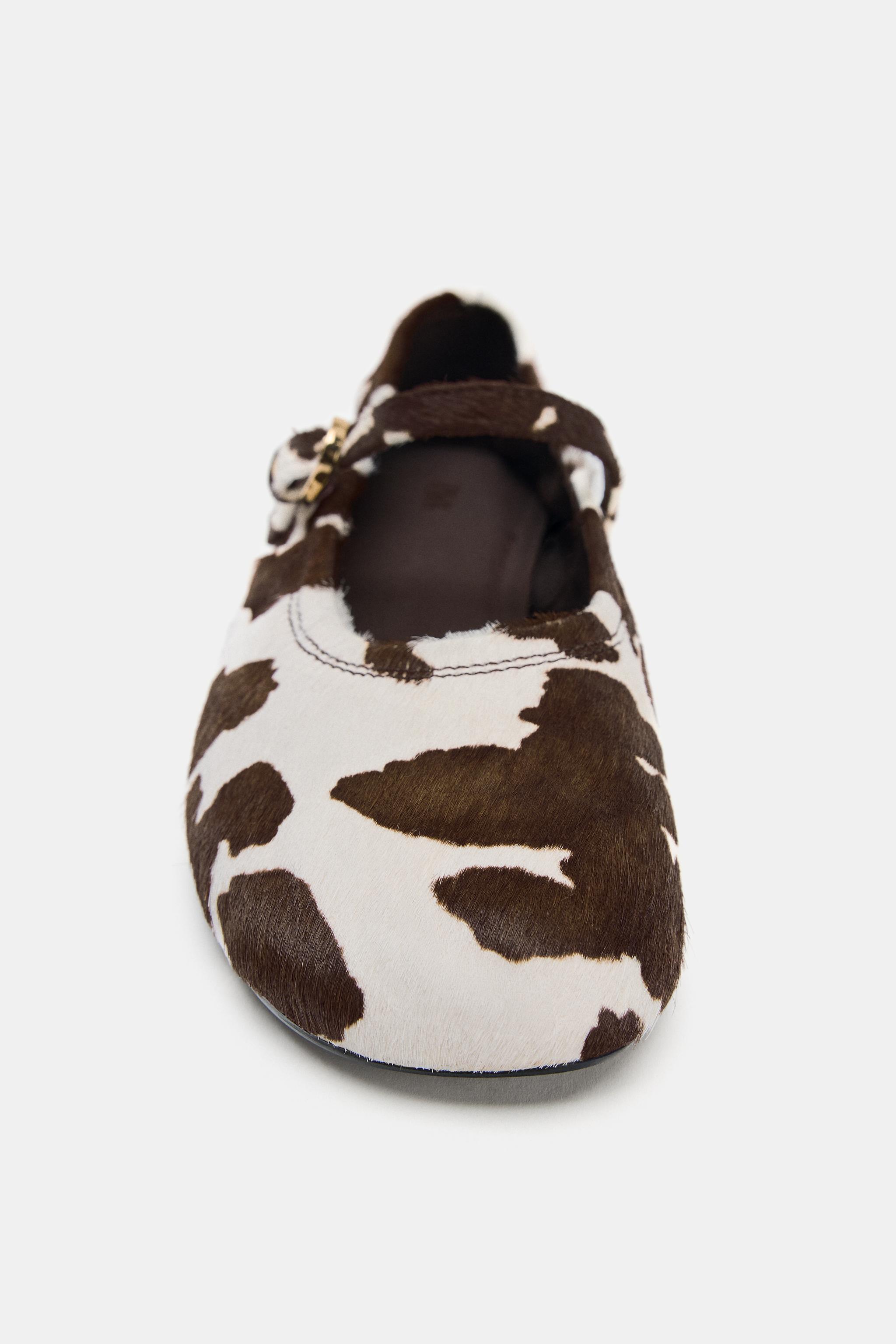 PRINTED LEATHER BALLET FLATS