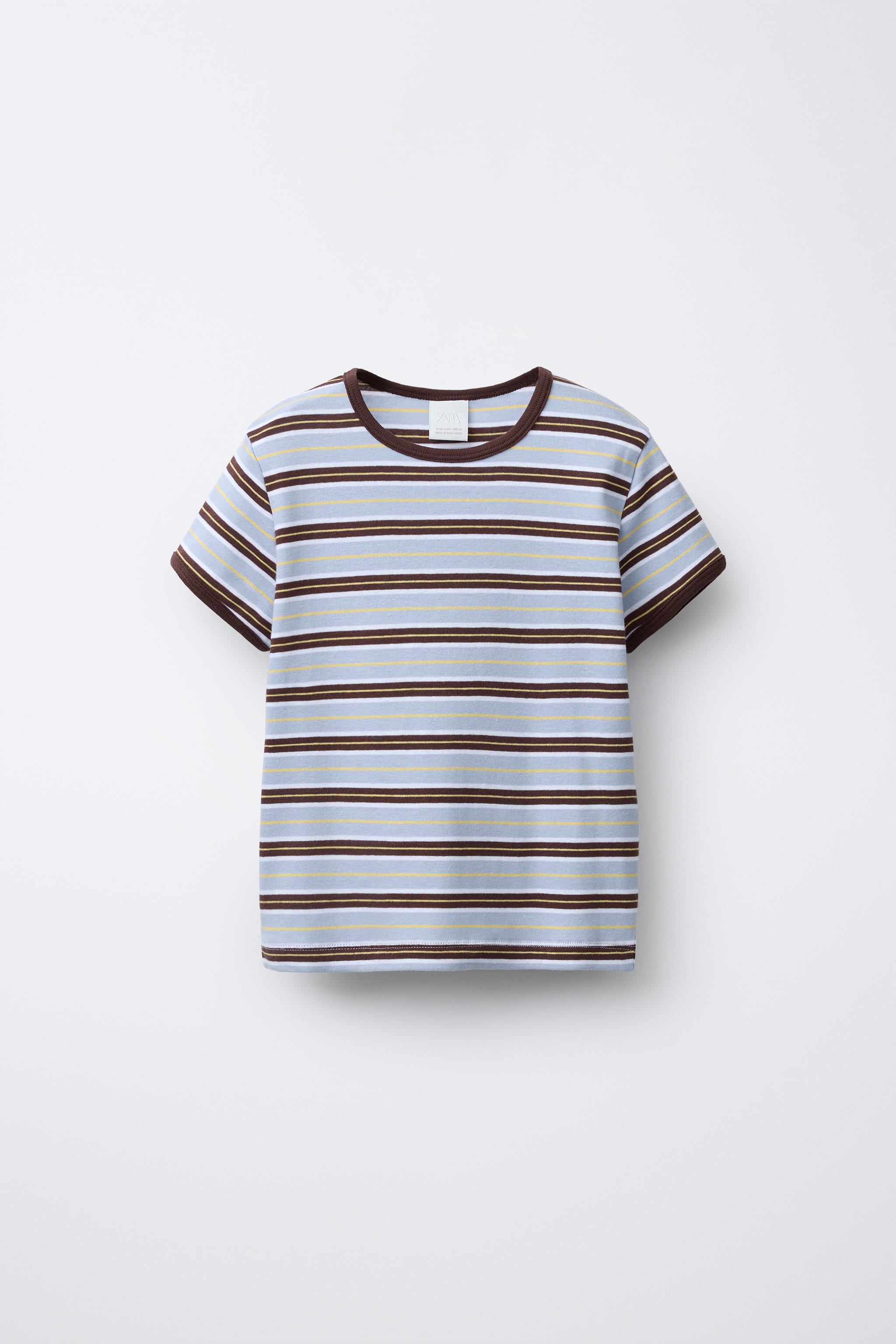 ★ドイツ発*ZARA*新作*STRIPED ヘンリーネックTシャツ/WE★ コンビ ヘンリーネックTシャツ - ライトブルー | ZARA Japan / 日本