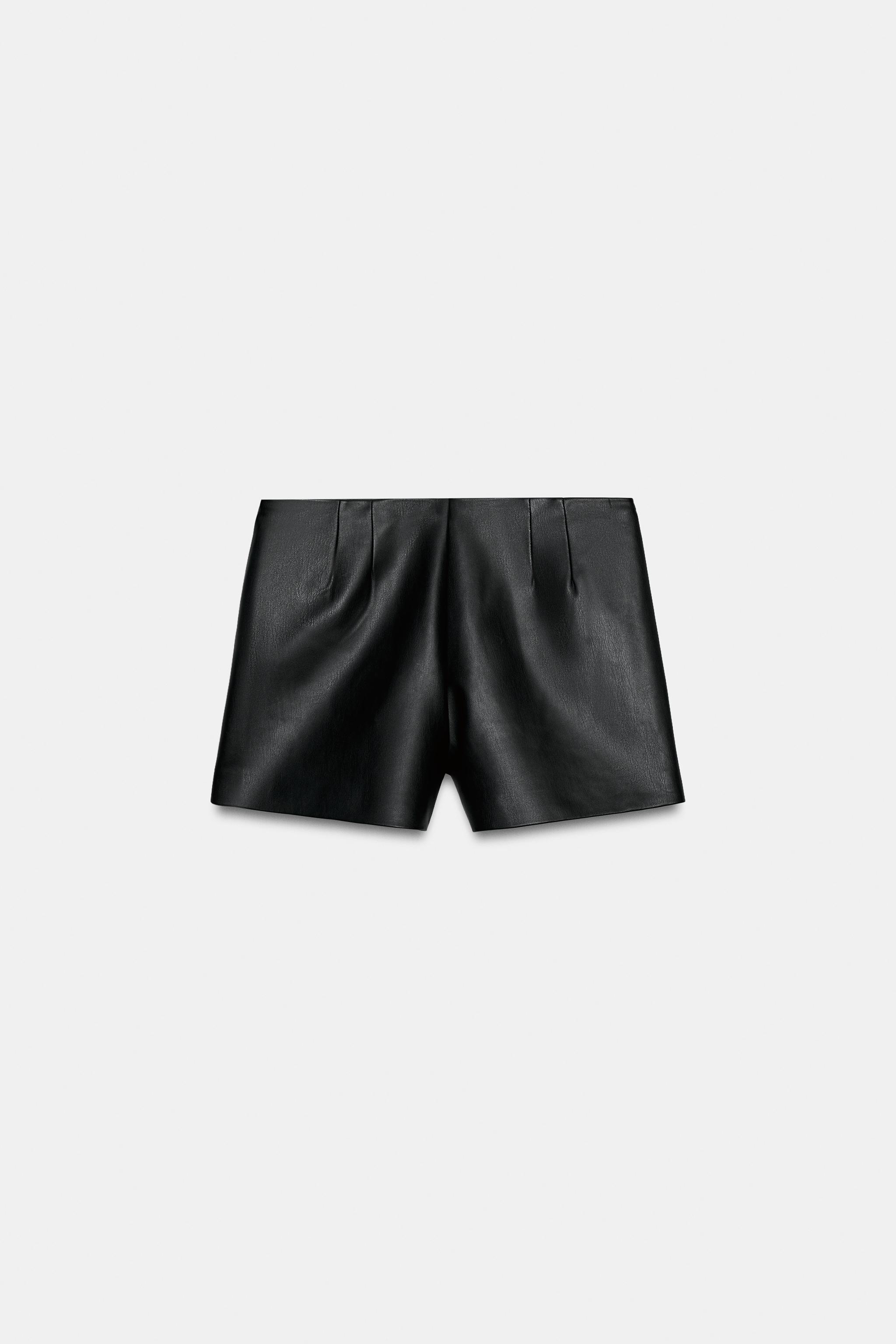 LEATHER EFFECT SHORTS - Black | ZARA Curaçao / Curazao