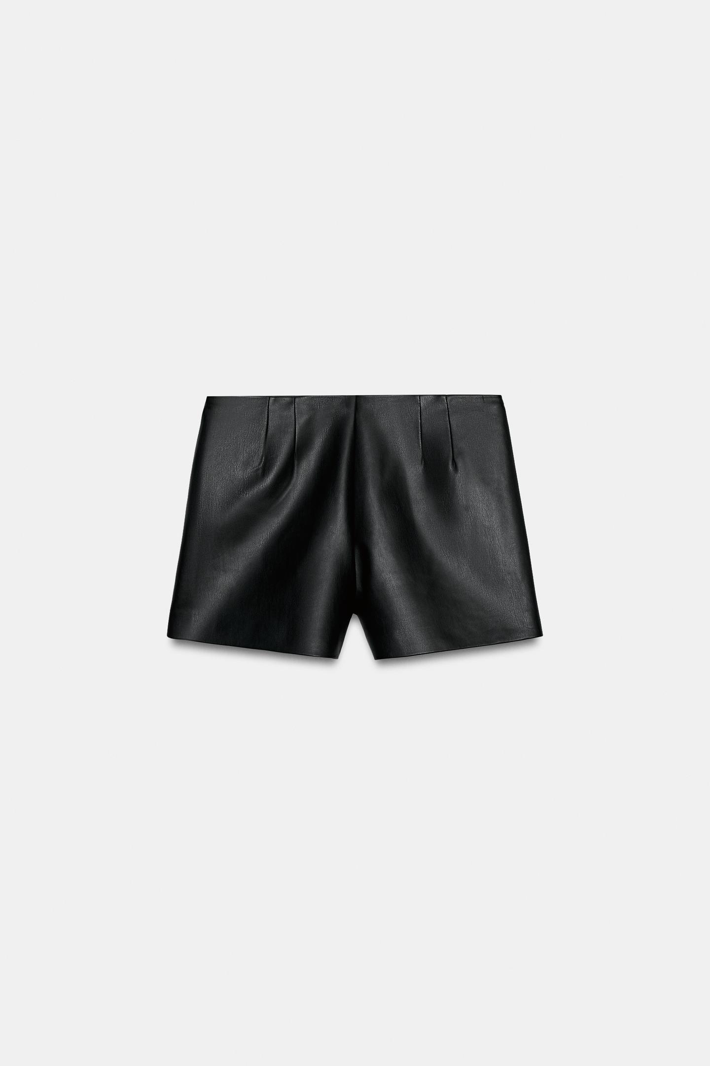 Женские шорты Zara Faux Leather, цвет: Чёрный — фото 8
