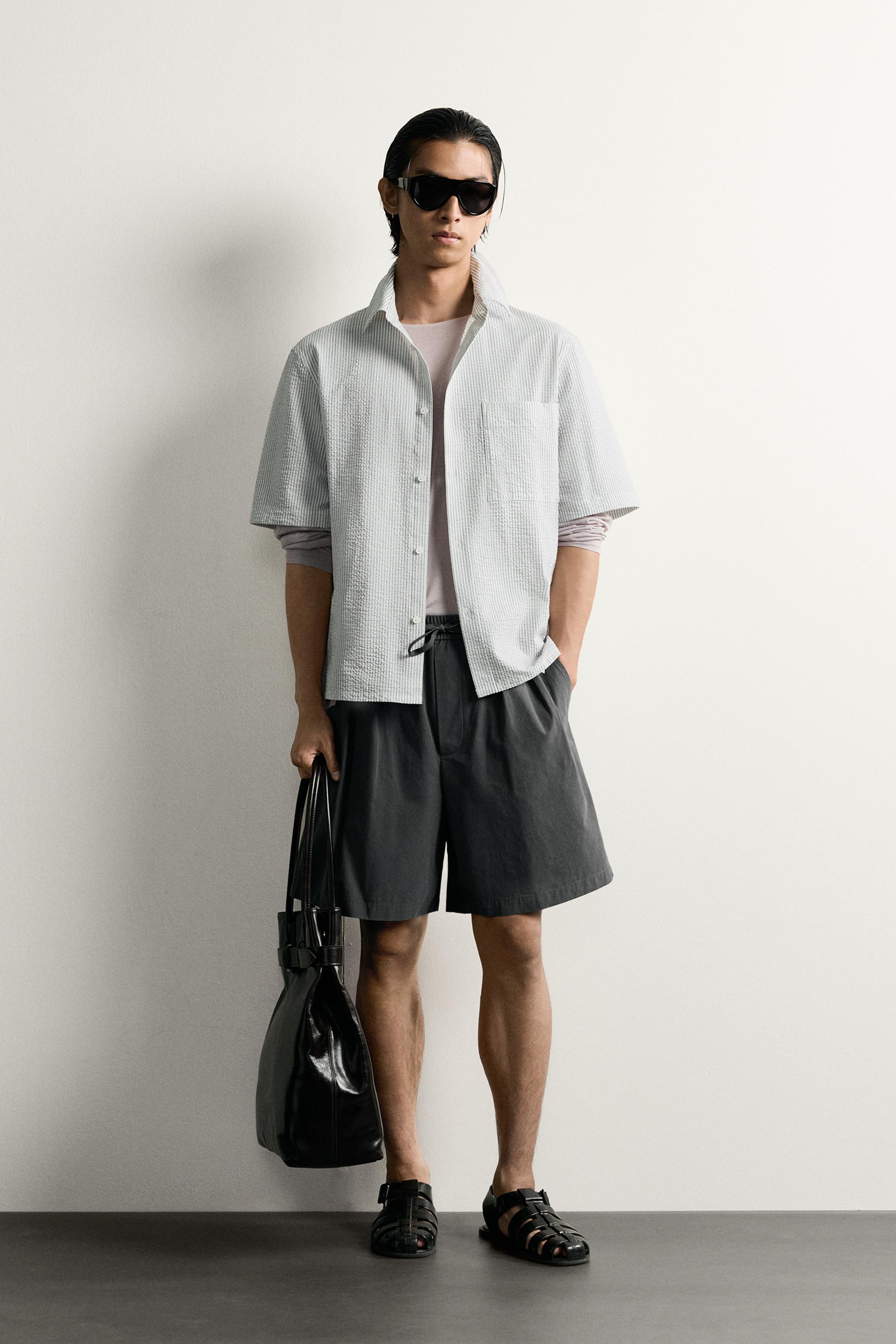 シアサッカー リラックスフィットシャツ - ストライプ | ZARA Japan / 日本