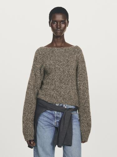 Jersey punto cuello barco 100% cashmere - Visón de Zara