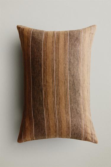 STRIPED LINEN CUSHION COVER - Sand Zara