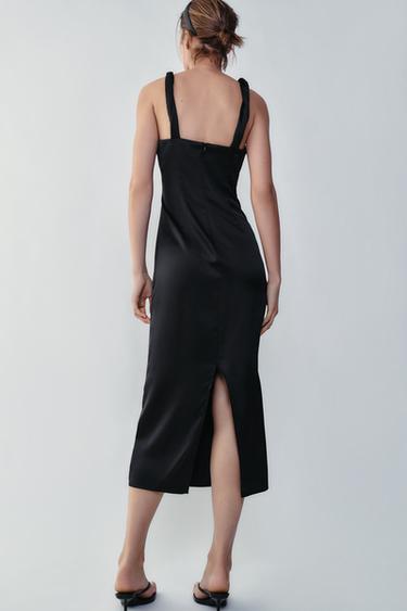 ROBE SATINÉE DRAPÉE - Noir de Zara - Image 4