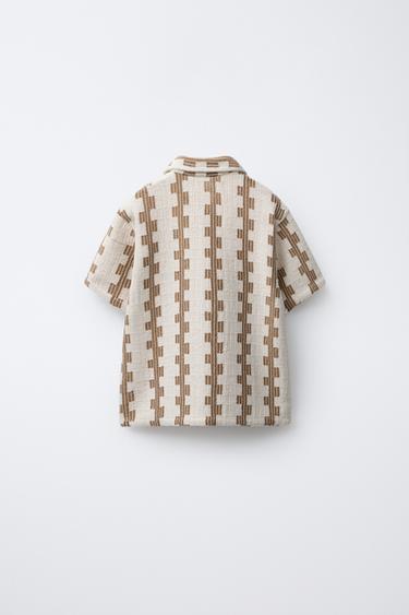PRINTED TEXTURED SHIRT - Light beige by Zara - Image 1