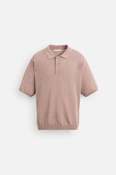 TEXTURED KNIT POLO SHIRT - Pink by Zara - Image 6