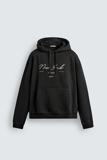 HOODED PRINTED SWEATSHIRT - Black by Zara