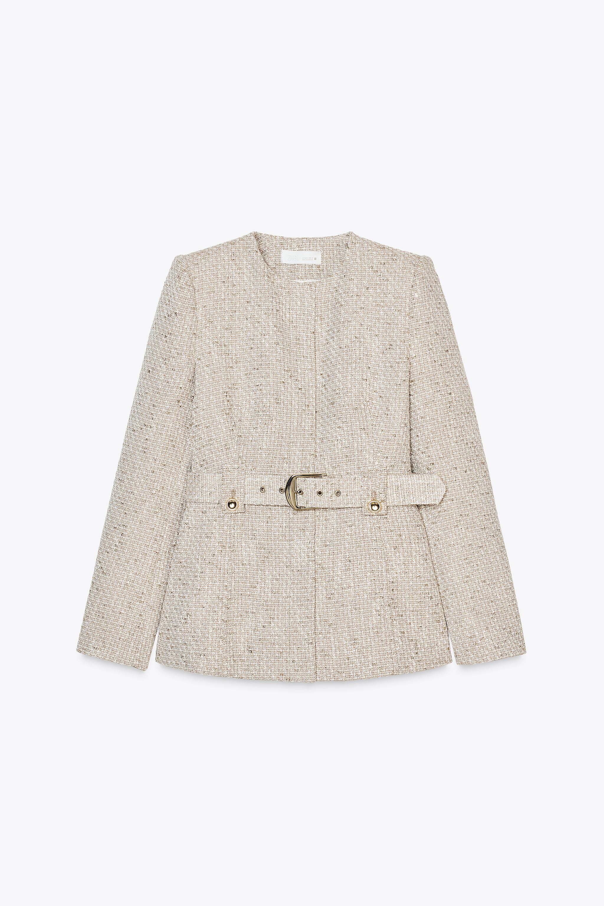 ベルト付きストラクチャーブレザー - サンド | ZARA Japan / 日本