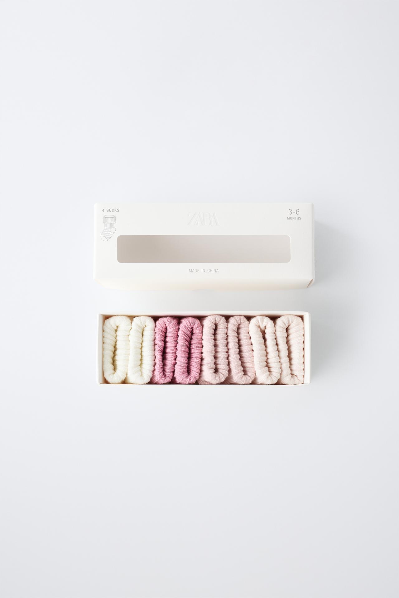 FOUR-PACK OF COLORED SOCKS IN A BOX — Pink