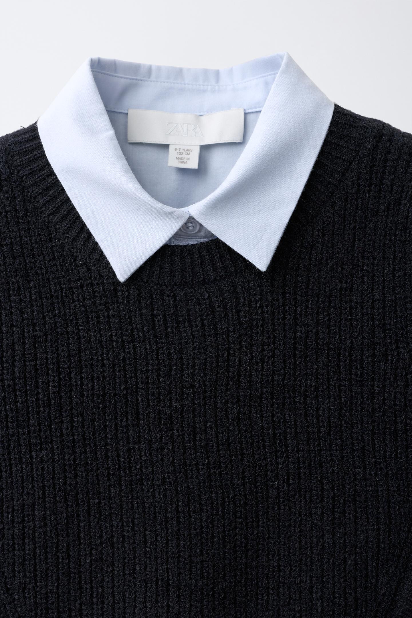 Детский жилет Zara Combined Knit Vest Shirt, цвет: Чёрный — фото 3
