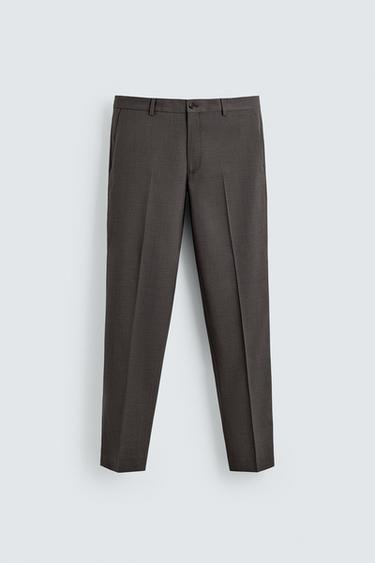 TEXTURED SUIT TROUSERS - Brown by Zara - Image 4