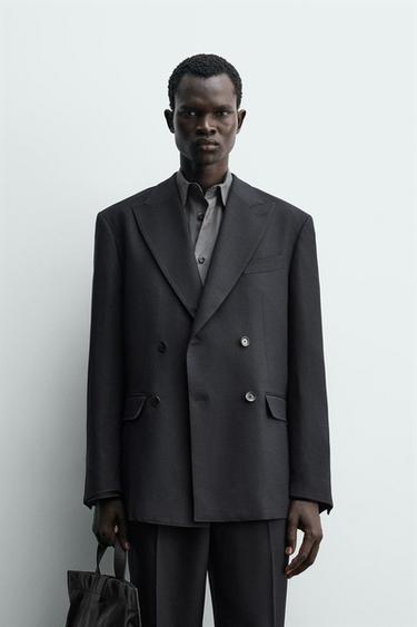 BLAZER متصالب TRAJE - بحري الخاص بـ Zara