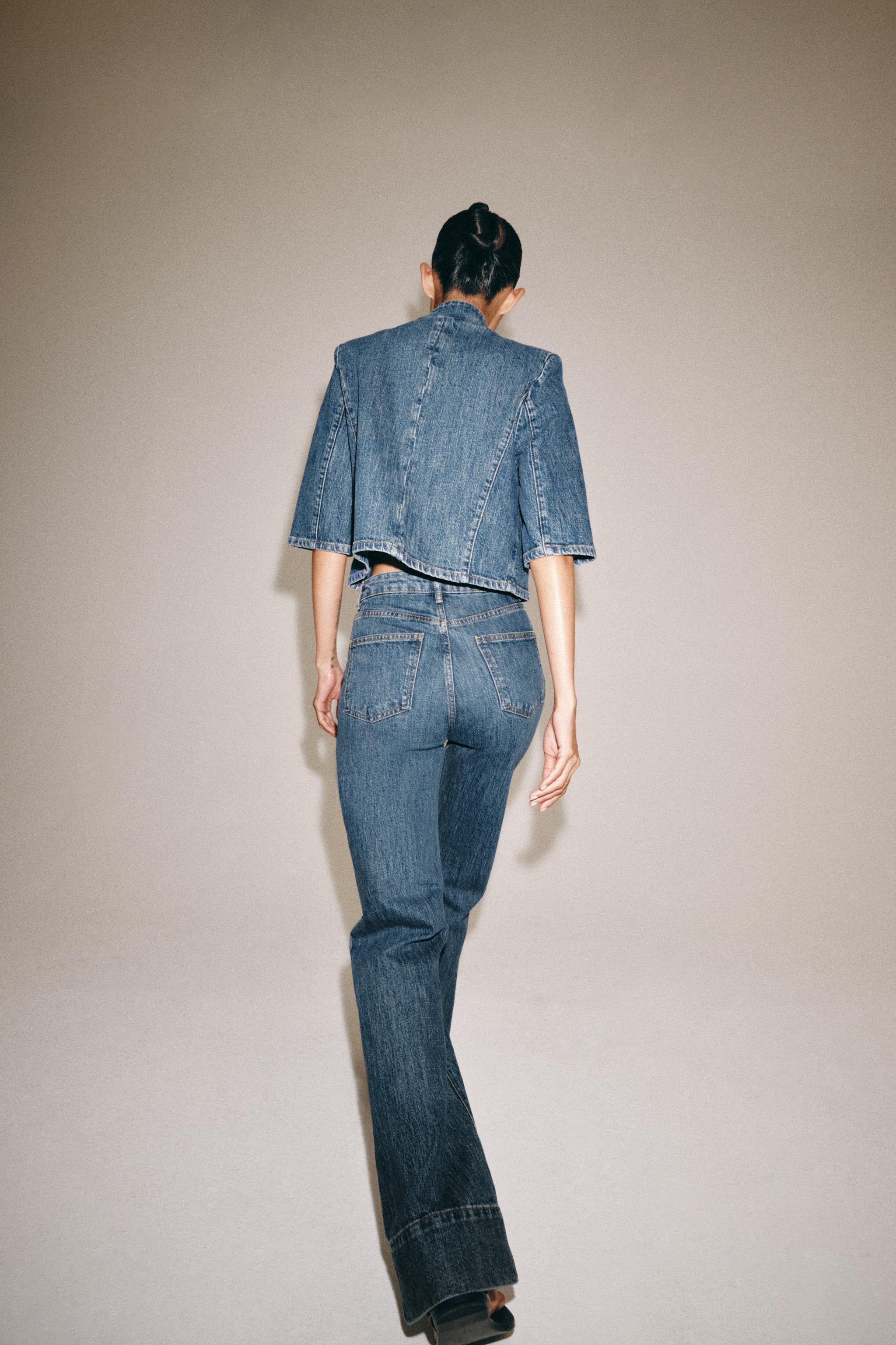 Женские пиджаки Zara ZW COLLECTION CROPPED DENIM BLAZER — фото 5