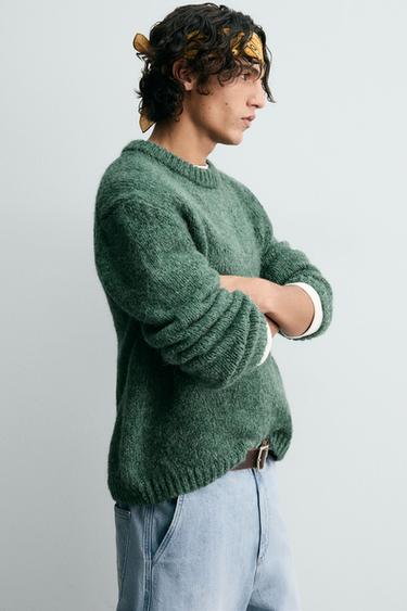 PULL TEXTURÉ - Vert de Zara - Image 5