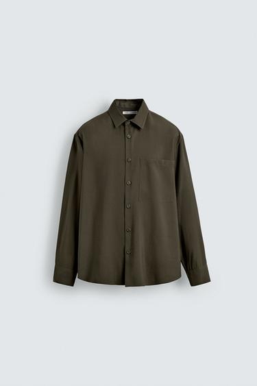 FLIESSENDES RELAXED-FIT-HEMD - Khaki von Zara