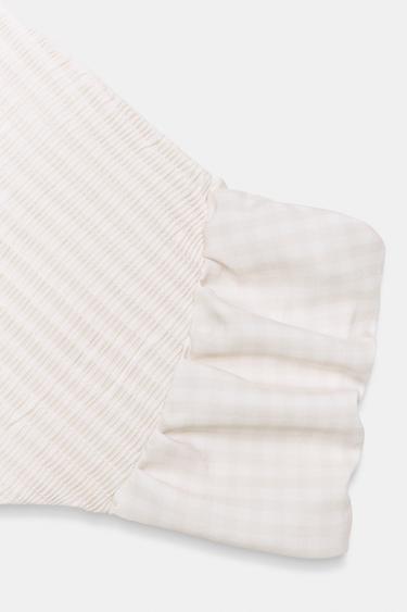 GINGHAM HALTER CROP TOP - Ecru / Beige by Zara - Image 6