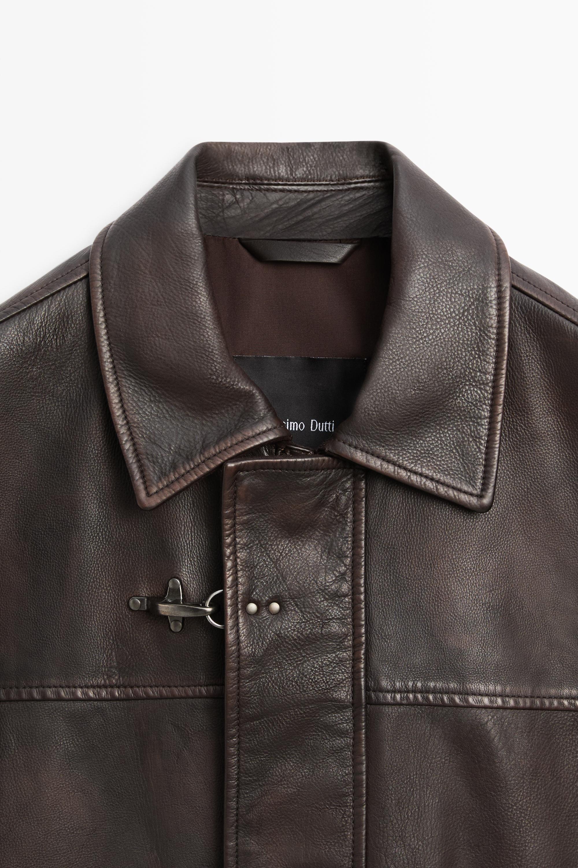 Nappa leather jacket with toggle details