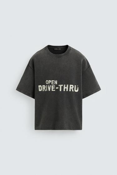 SUDADERA LAVADA GRÁFICOS ESTAMPADOS - Antracita oscuro de Zara