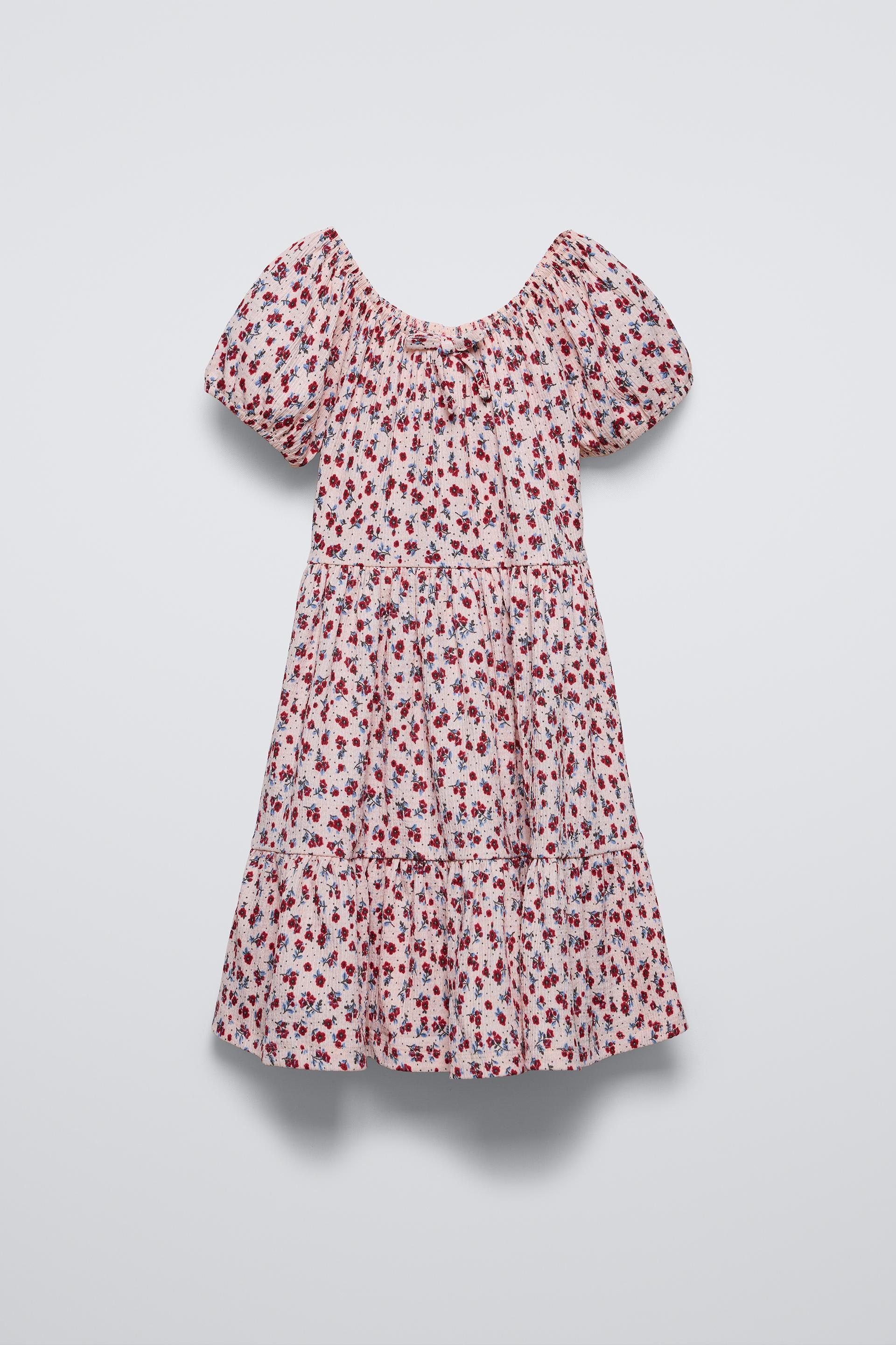 Fashion zara red dress white flowers