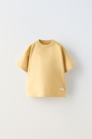 Zara MEDIUM WEIGHT LABEL T-SHIRT - Light yellow