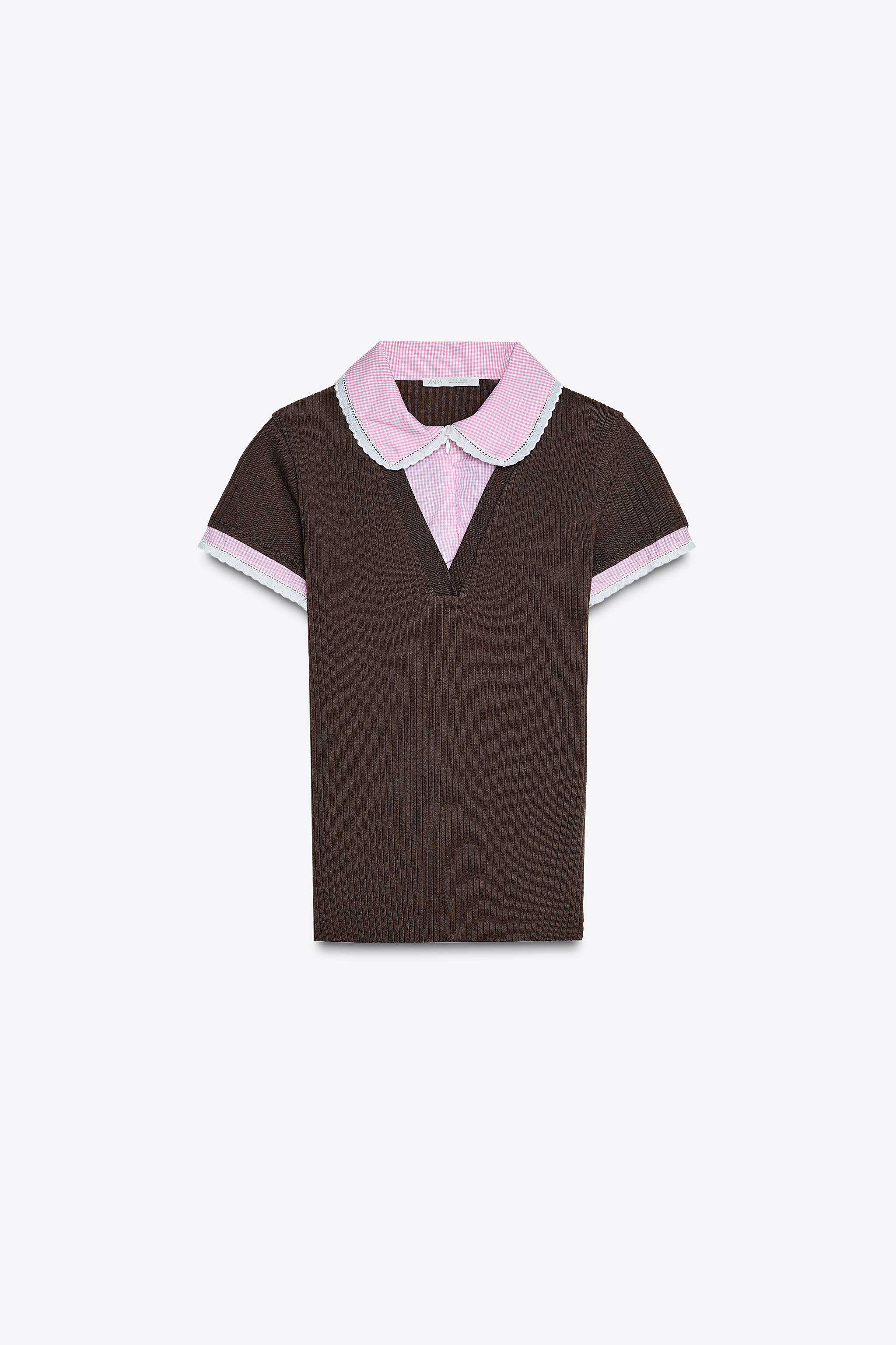 RIBBED PETER PAN COLLAR TOP