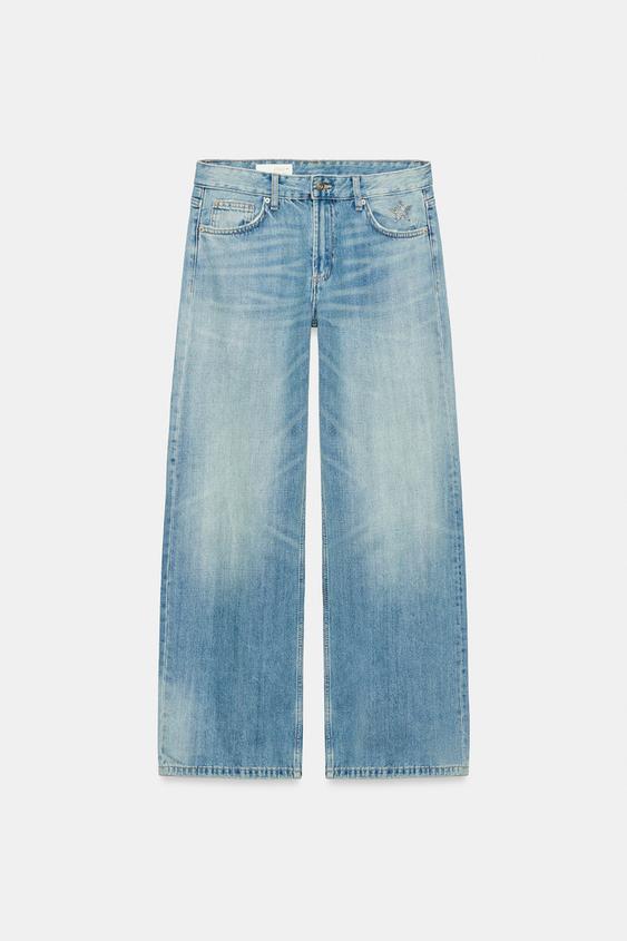 JEANS TRF WIDE LEG TIRO BAJO - Azul de Zara - Imagen 0