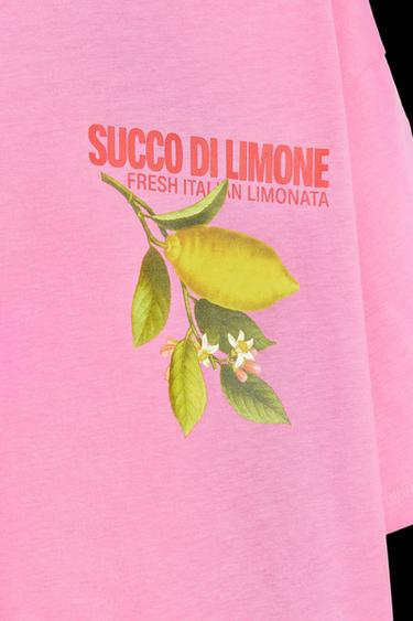LEMON PRINT T-SHIRT - Fuchsia by Zara