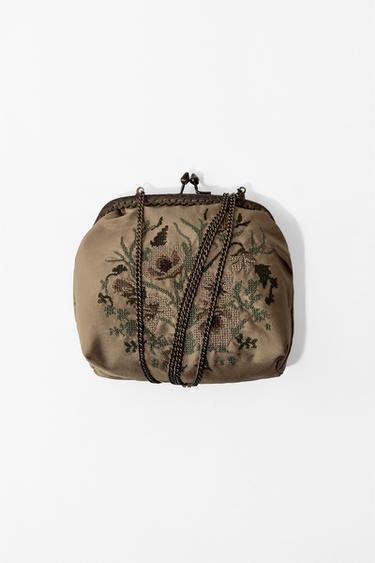 FLORAL EMBROIDERED BAG - Sand by Zara