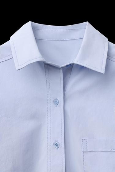 POPLIN SHIRT WITH POCKET - Light blue by Zara