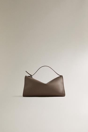 Zara MINI LEATHER BAG - Taupe Gray