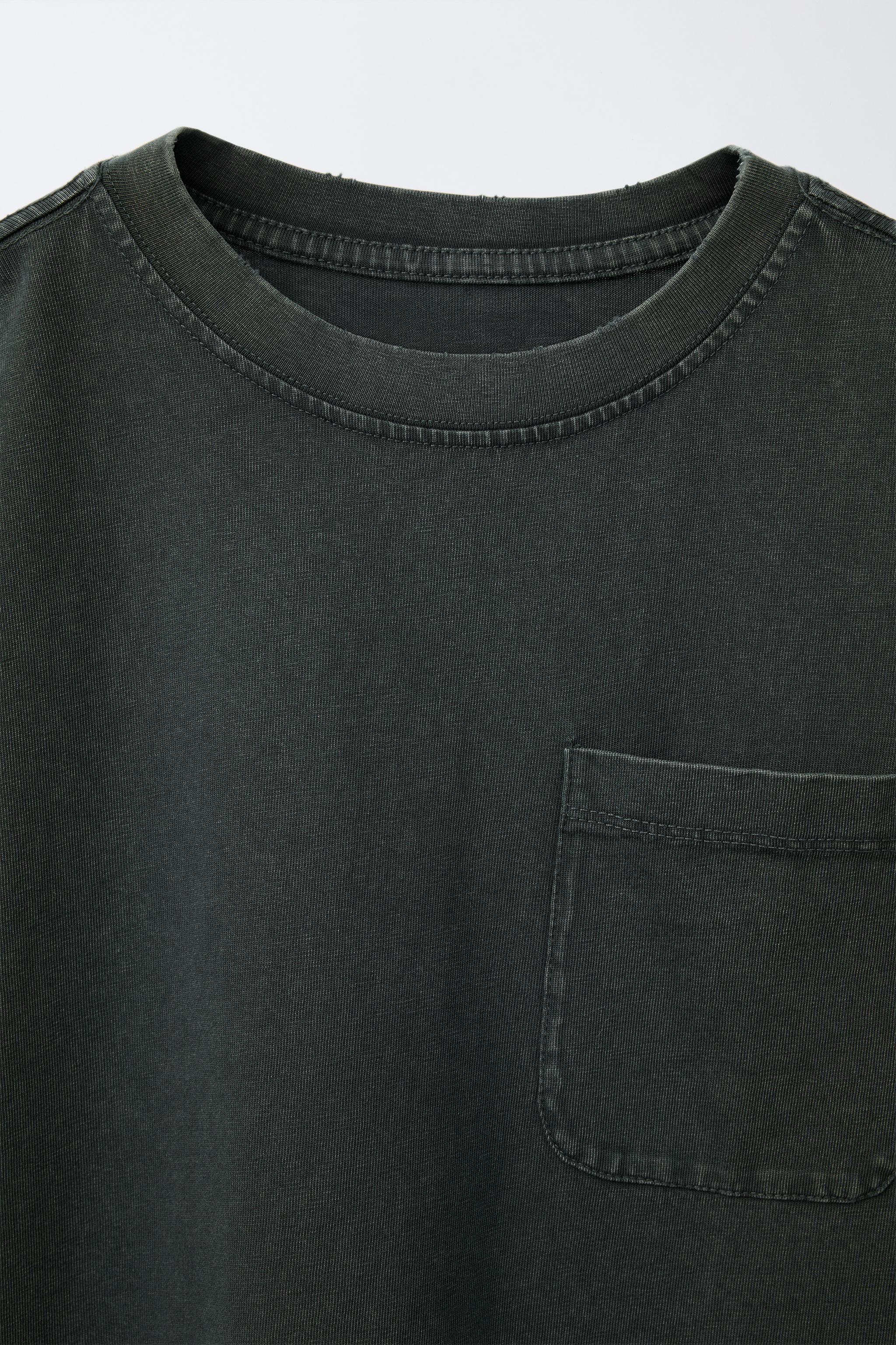 WASHED EFFECT POCKET T-SHIRT - Anthracite grey | ZARA Canada